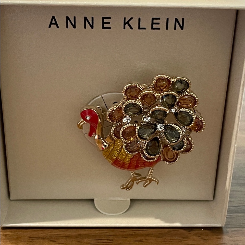 Anne Klein Turkey Pin Brooch New with Box Thanksgiving🦃